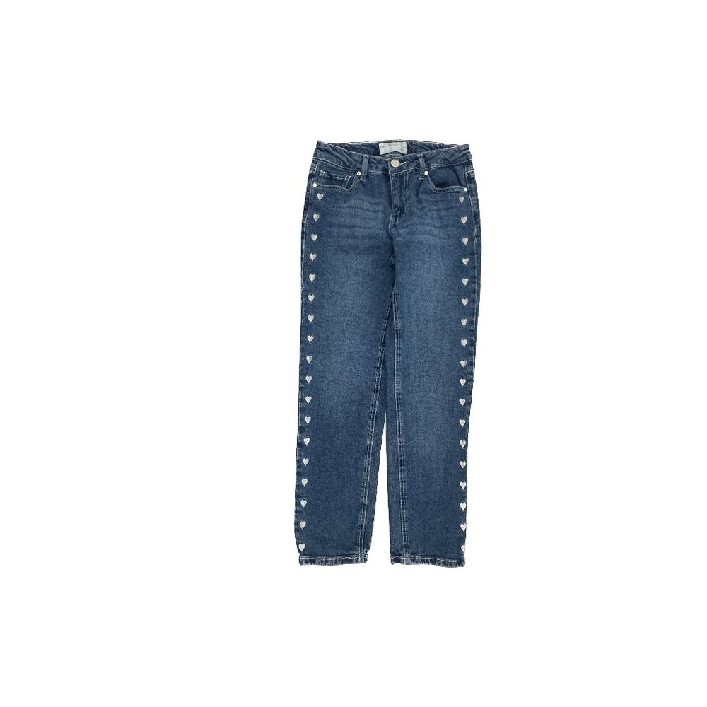 BanJara Ankle Embroidered Hearts Women's size 1 Dark Wash Blue Denim jeans